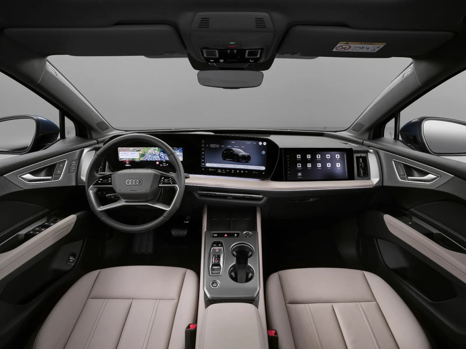 Dashbordet i Audi Q4 e-tron med tre skjermer